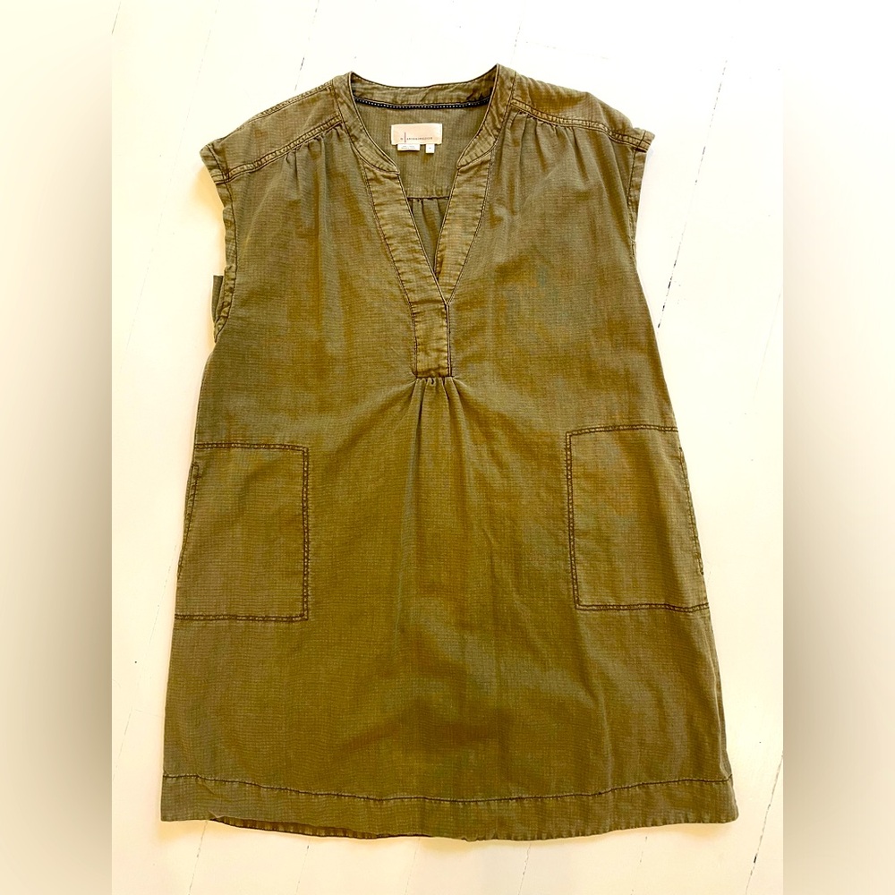 Anthropology Army Green Distressed Tunic Dress